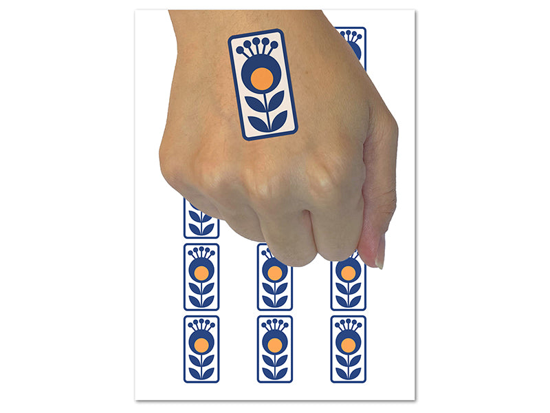 Scandinavian Flower Temporary Tattoo Water Resistant Fake Body Art Set Collection (1 Sheet)