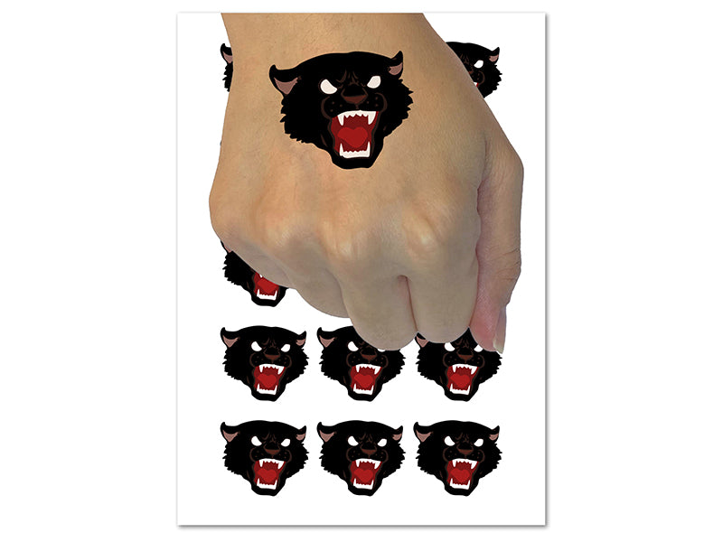 Angry Hissing Cat Face Temporary Tattoo Water Resistant Fake Body Art Set Collection (1 Sheet)