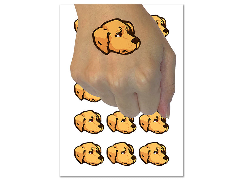 Concerned Golden Retriever Dog Furled Brow Temporary Tattoo Water Resistant Fake Body Art Set Collection (1 Sheet)