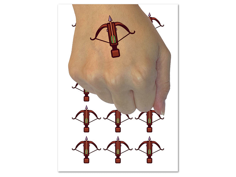 Crossbow Archer Ranged Weapon Temporary Tattoo Water Resistant Fake Body Art Set Collection (1 Sheet)