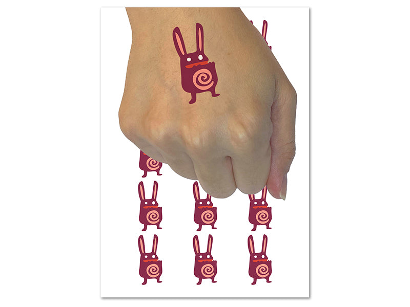 Weird Creepy Rabbit Creature Temporary Tattoo Water Resistant Fake Body Art Set Collection (1 Sheet)