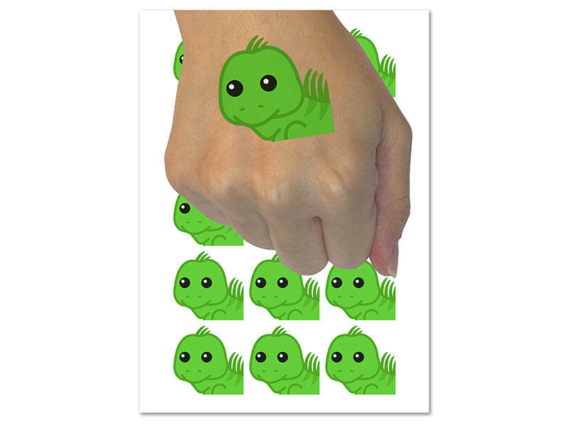 Peeking Iguana Temporary Tattoo Water Resistant Fake Body Art Set Collection (1 Sheet)