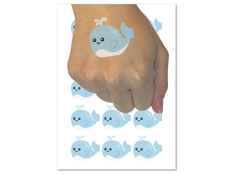 Peeking Whale Temporary Tattoo Water Resistant Fake Body Art Set Collection (1 Sheet)