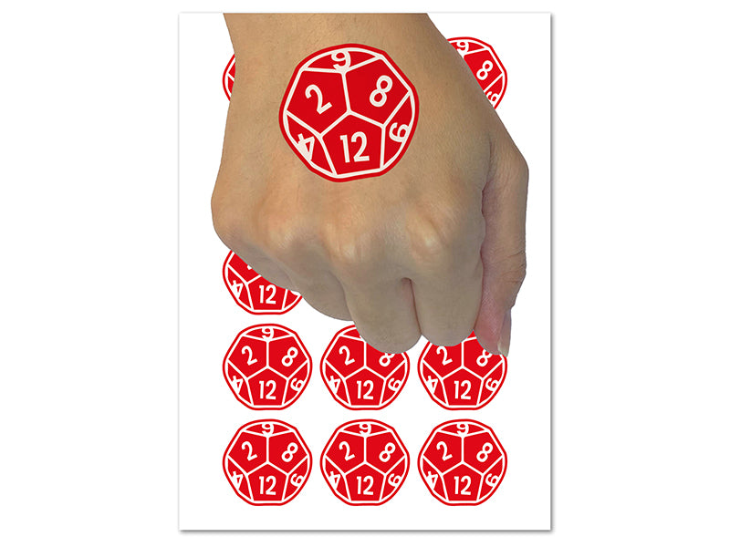 D12 12 Sided Gaming Gamer Dice Critical Role Temporary Tattoo Water Resistant Fake Body Art Set Collection (1 Sheet)