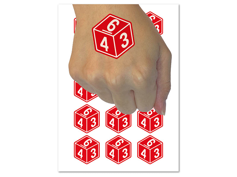 D6 6 Sided Gaming Gamer Dice Critical Role Temporary Tattoo Water Resistant Fake Body Art Set Collection (1 Sheet)