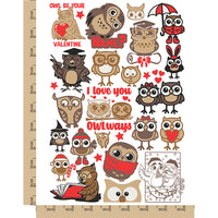 Adorable Cartoon Owls Temporary Tattoo Water Resistant Fake Body Art Set Collection