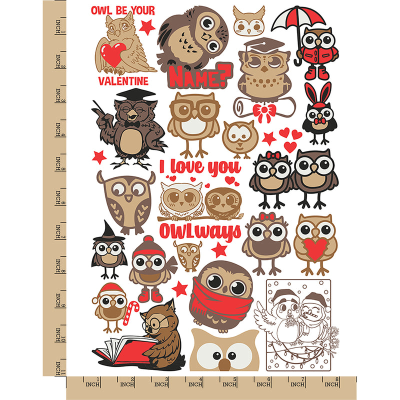Adorable Cartoon Owls Temporary Tattoo Water Resistant Fake Body Art Set Collection