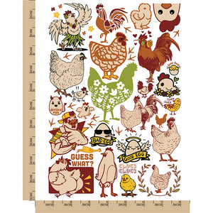 Clucky Chickens Hens Rooster Temporary Tattoo Water Resistant Fake Body Art Set Collection