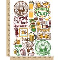 Cocktails Wine Beer German Oktoberfest Temporary Tattoo Water Resistant Fake Body Art Set Collection