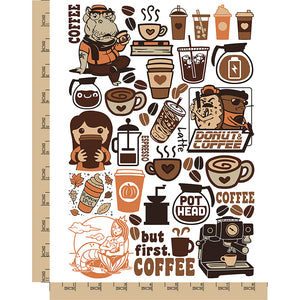 Coffee Love Temporary Tattoo Water Resistant Fake Body Art Set Collection