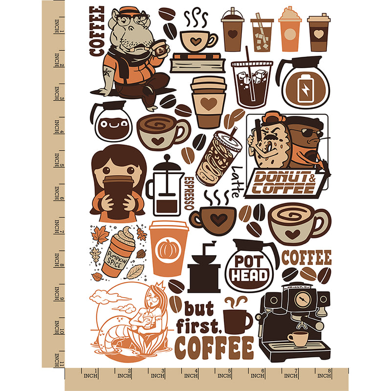 Coffee Love Temporary Tattoo Water Resistant Fake Body Art Set Collection