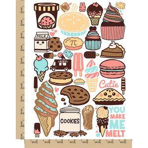 Desserts Sweets Ice Cream Cookie Cupcake Temporary Tattoo Water Resistant Fake Body Art Set Collection