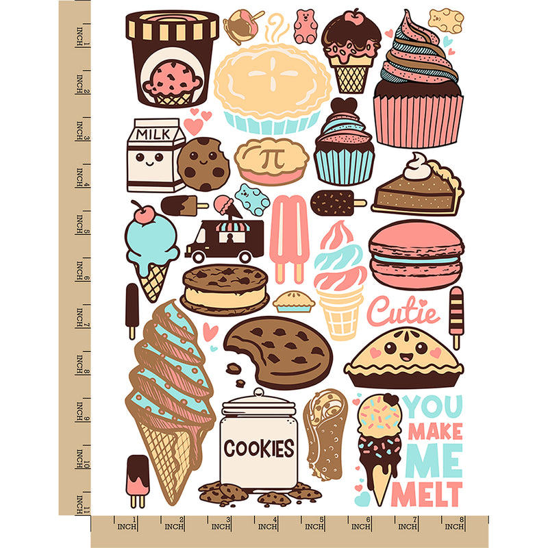 Desserts Sweets Ice Cream Cookie Cupcake Temporary Tattoo Water Resistant Fake Body Art Set Collection