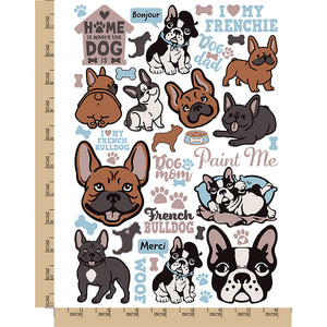French Bulldog Frenchie Dog Breed Temporary Tattoo Water Resistant Fake Body Art Set Collection