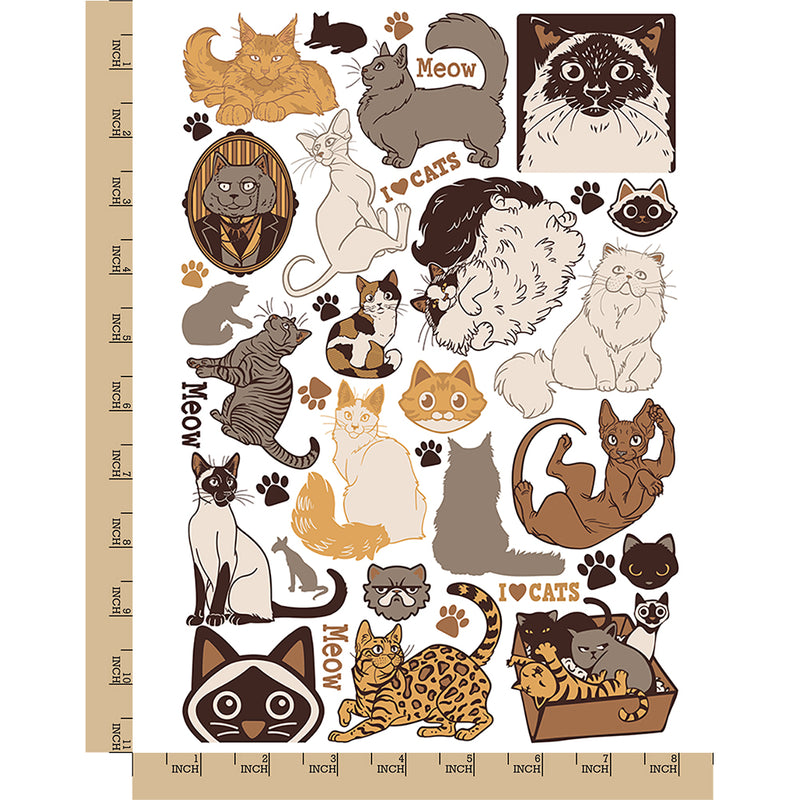 Kitty Cat Breeds Temporary Tattoo Water Resistant Fake Body Art Set Collection