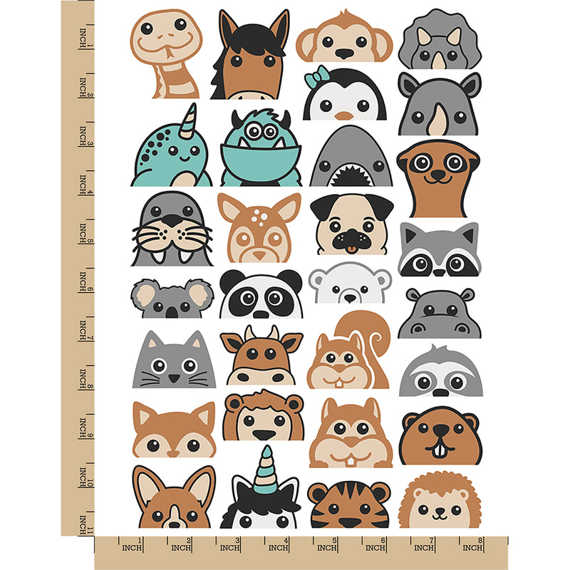 Peeking Animals Panda Squirrel Dinosaur Shark Temporary Tattoo Water Resistant Fake Body Art Set Collection