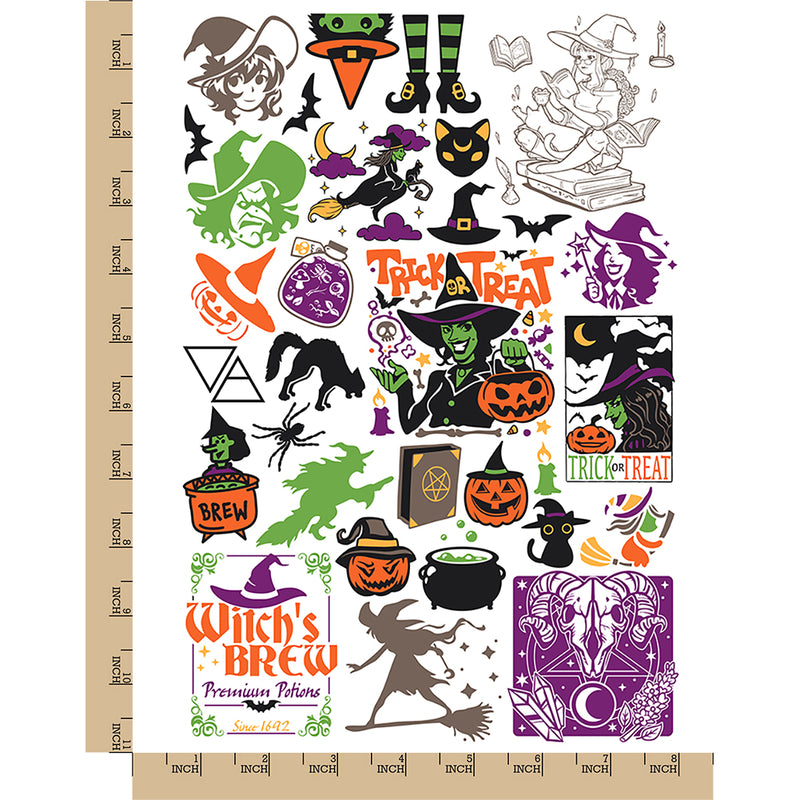 Wicked Witch Spell Potion Halloween Temporary Tattoo Water Resistant Fake Body Art Set Collection
