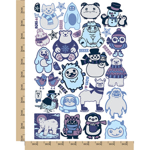Yetis and Winter Animals Temporary Tattoo Water Resistant Fake Body Art Set Collection