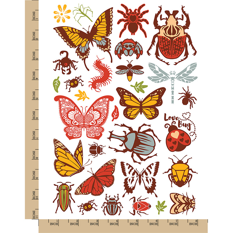 Bugs Insects Arachnids Butterflies Temporary Tattoo Water Resistant Fake Body Art Set Collection