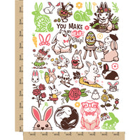 Bunny Rabbit Spring Easter Flowers Temporary Tattoo Water Resistant Fake Body Art Set Collection