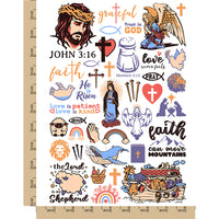 Christian Catholic Religion Temporary Tattoo Water Resistant Fake Body Art Set Collection