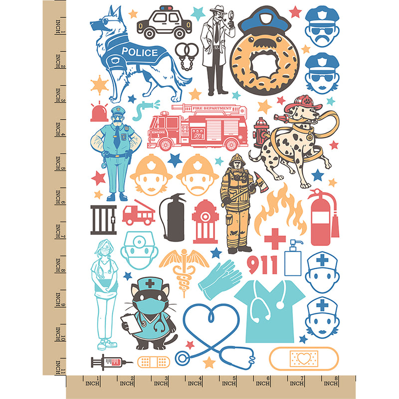 Emergency Personnel Police Firefighter Medical Temporary Tattoo Water Resistant Fake Body Art Set Collection