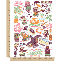 Hawaii Tropical Island Ocean Vacation Temporary Tattoo Water Resistant Fake Body Art Set Collection
