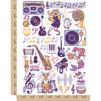 Music Songs Instruments Dance Rock and Roll Temporary Tattoo Water Resistant Fake Body Art Set Collection