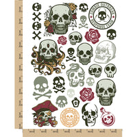 Spooky Human Skulls Temporary Tattoo Water Resistant Fake Body Art Set Collection