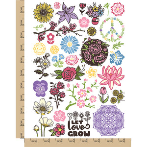 Spring Summer Flowers Temporary Tattoo Water Resistant Fake Body Art Set Collection