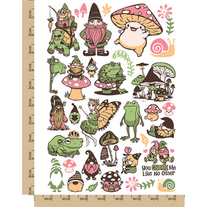 Whimsical Gnomes Mushrooms Frogs Fantasy Temporary Tattoo Water Resistant Fake Body Art Set Collection