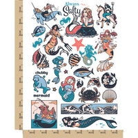 Beautiful Mermaids Ocean Sea Creatures Temporary Tattoo Water Resistant Fake Body Art Set Collection