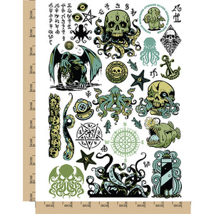 Cthulhu Tentacles Octopus Eldritch Horror Temporary Tattoo Water Resistant Fake Body Art Set Collection