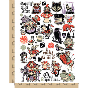 Fiction Fables Fairytales Fantasy Temporary Tattoo Water Resistant Fake Body Art Set Collection