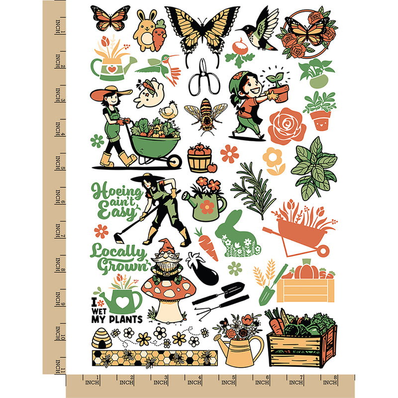 Garden Plants Flowers Vegetables Temporary Tattoo Water Resistant Fake Body Art Set Collection