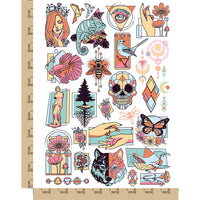 Geometric Shapes Flowers Animals Temporary Tattoo Water Resistant Fake Body Art Set Collection