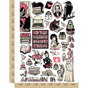 Nerdy Books Reading Literature Temporary Tattoo Water Resistant Fake Body Art Set Collection