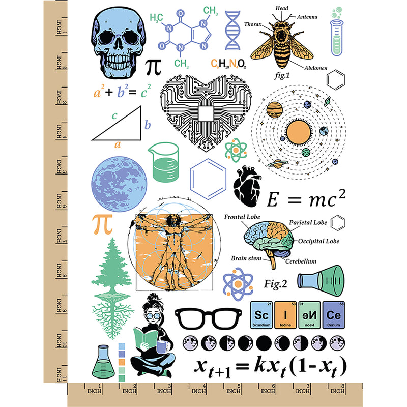 Nerdy Science Math Geek Temporary Tattoo Water Resistant Fake Body Art Set Collection