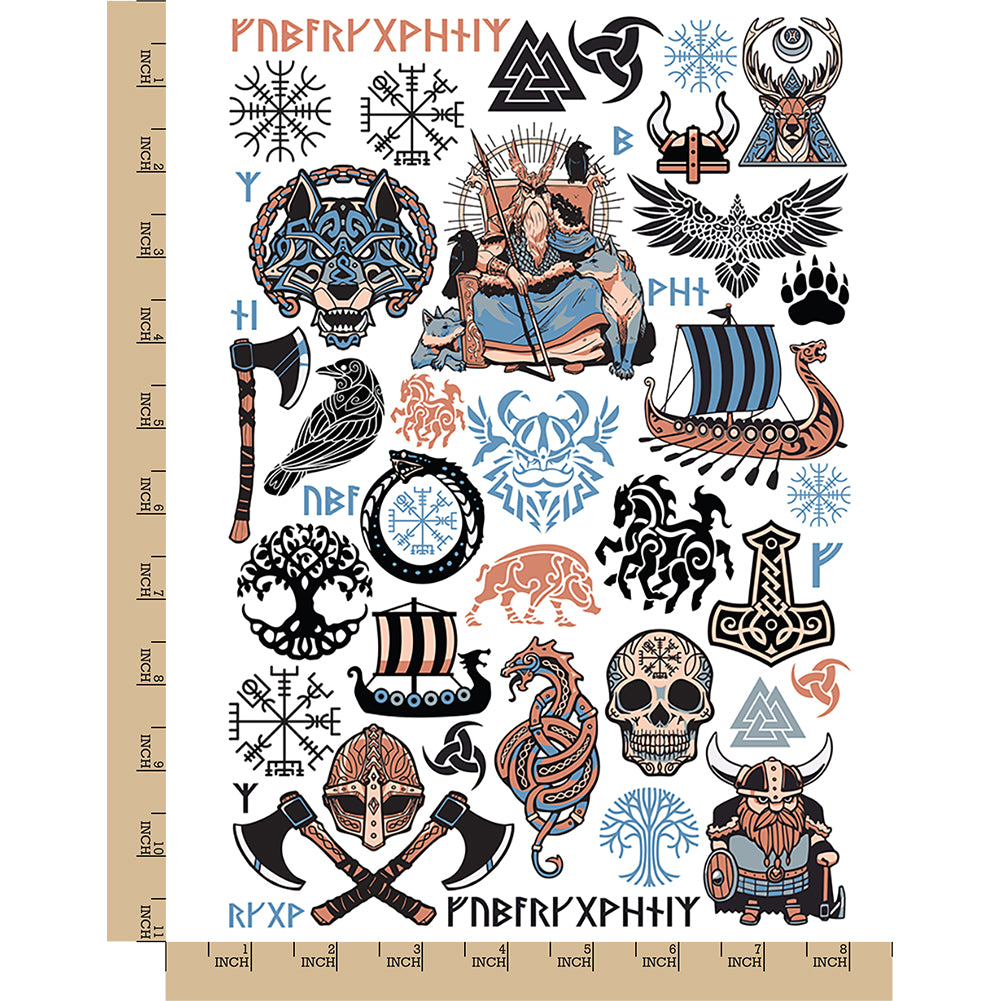 Norse Viking Runes Mythology Temporary Tattoo Water Resistant Fake Bod ...