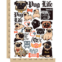 Pug Life Gangster Dog Temporary Tattoo Water Resistant Fake Body Art Set Collection
