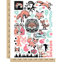 Sly Forest Foxes and Leaves Temporary Tattoo Water Resistant Fake Body Art Set Collection