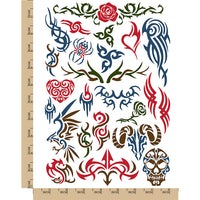 Tribal Spikes Swirls Temporary Tattoo Water Resistant Fake Body Art Set Collection