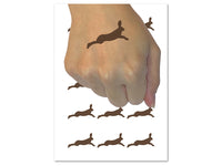 Leaping Jack Rabbit Silhouette Temporary Tattoo Water Resistant Fake Body Art Set Collection (1 Sheet)