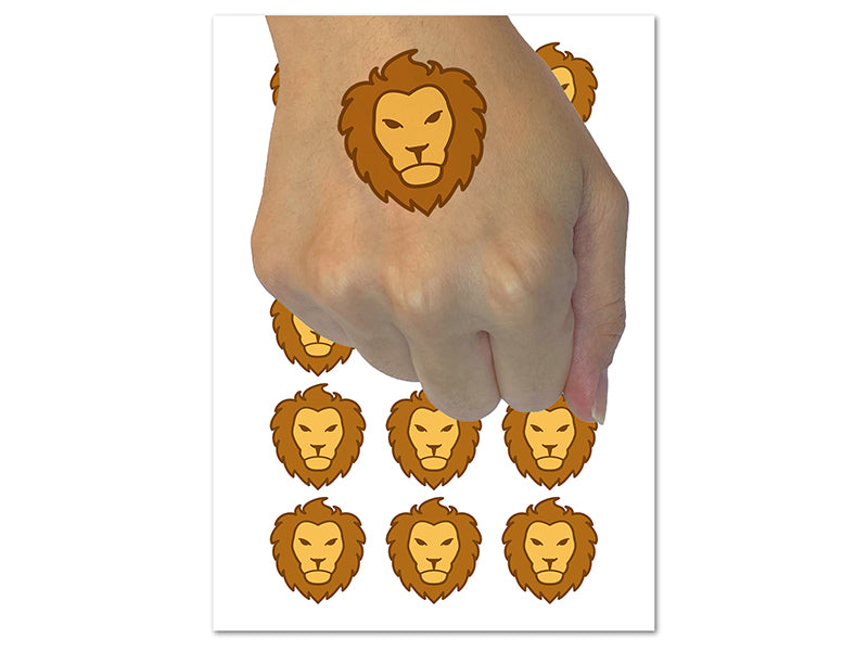 Lion Head Face Temporary Tattoo Water Resistant Fake Body Art Set Collection (1 Sheet)