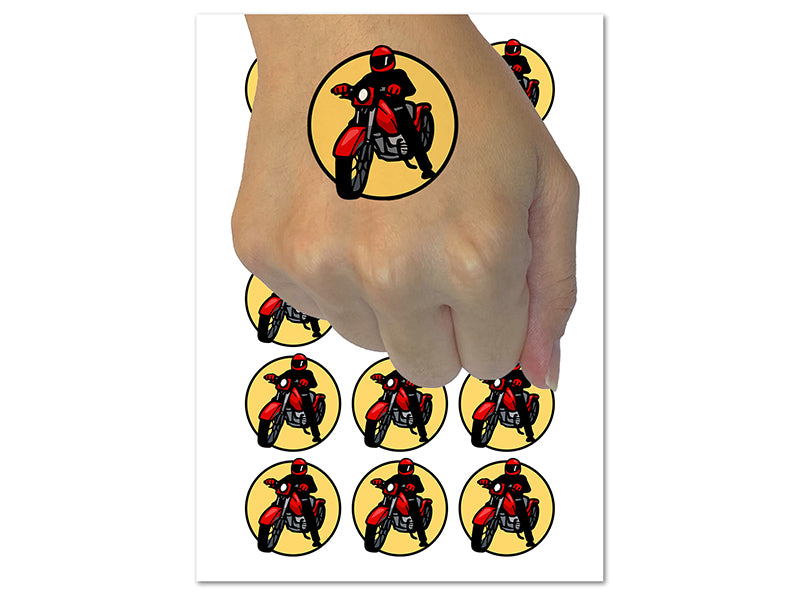 Biker on Motorcycle Temporary Tattoo Water Resistant Fake Body Art Set Collection (1 Sheet)
