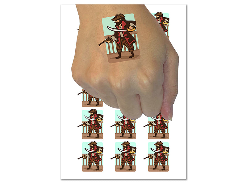Pirate Cutlass Flintlock Pistol Temporary Tattoo Water Resistant Fake Body Art Set Collection (1 Sheet)