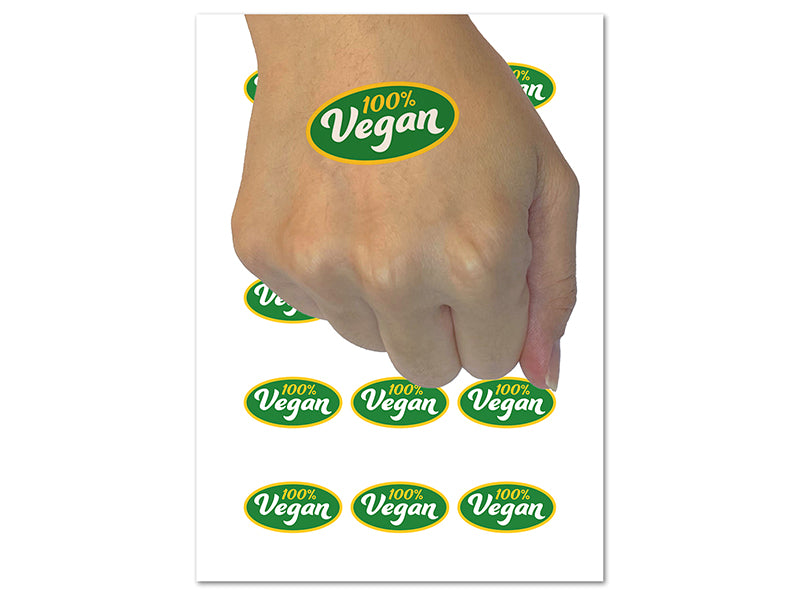 100 Percent Vegan Vegetarian Lifestyle Temporary Tattoo Water Resistant Fake Body Art Set Collection (1 Sheet)