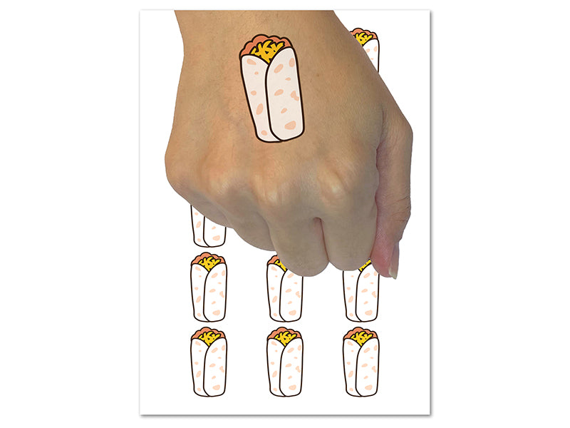 Bean and Cheese Burrito Temporary Tattoo Water Resistant Fake Body Art Set Collection (1 Sheet)