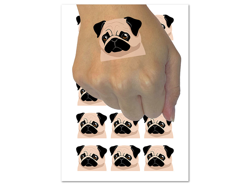 Concerned Pocket Pug Dog Temporary Tattoo Water Resistant Fake Body Art Set Collection (1 Sheet)