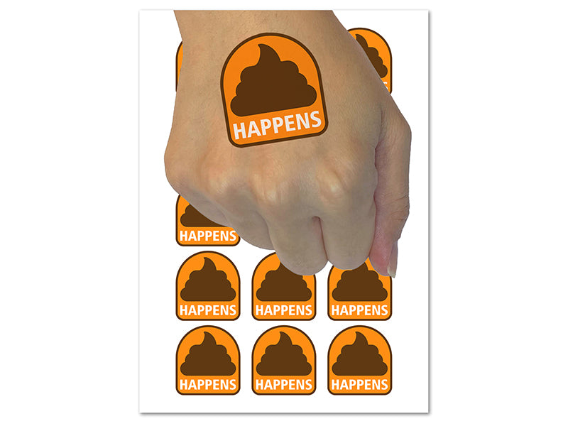 Crap Poop Happens Temporary Tattoo Water Resistant Fake Body Art Set Collection (1 Sheet)